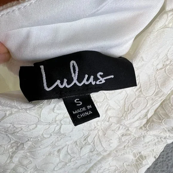 New Lulus Women's Dress White Lace Floral Overlay Size small - Picture 10 of 12